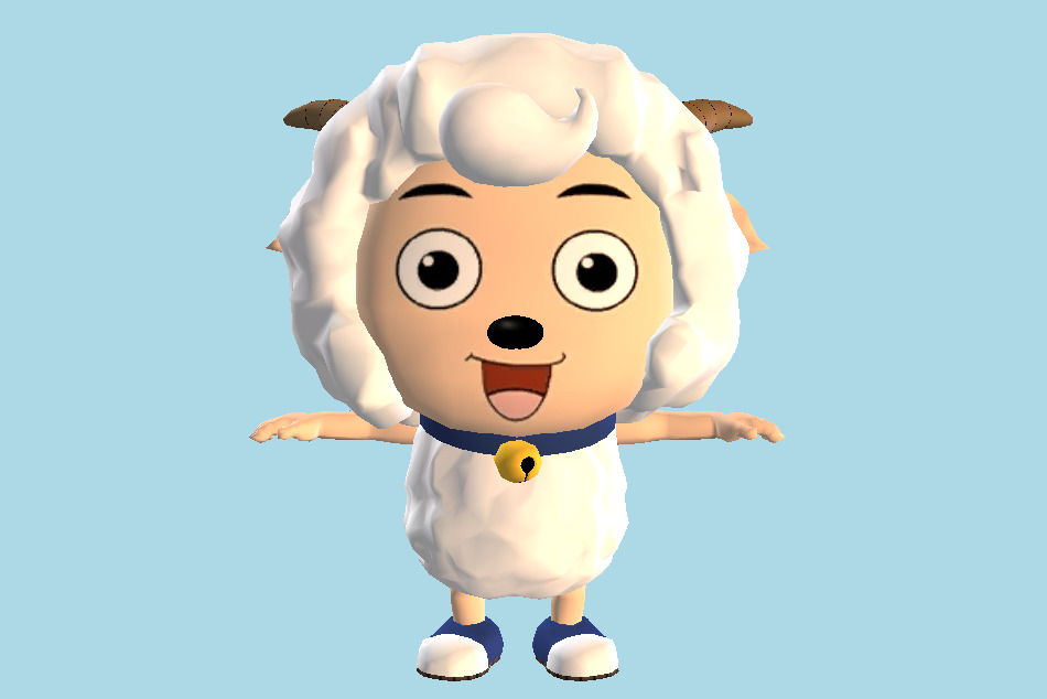 Cute Cartoon Sheep Character 3d model