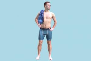 Beach Man scanned-model, boy, fitness, swimming, sport, beach, man, male, posing, human, character, people