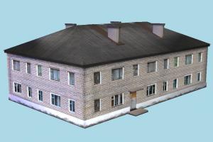 Storey House house, home, building, build, apartment, flat, residence, domicile, structure, papertoy, exterior, residential, retro, russian, old, lowpoly