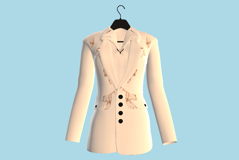 Women`s Plaid Suit Jacket 3d model