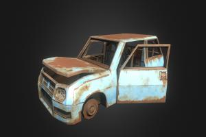 Car Shell abandoned, wreck, rusty, rusted, hatchback, hulk, coupe, destroyed, burnt, post-apoc, burned, vehicle, sci-fi, car