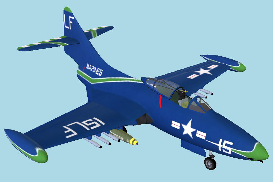 Grumman F9F Panther Racing Marine Plane 3d model