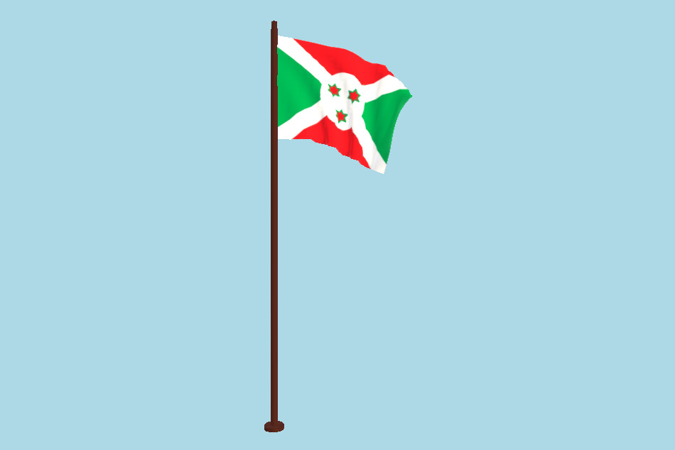 Burundi Flag Animated FBX Free Download 3d model