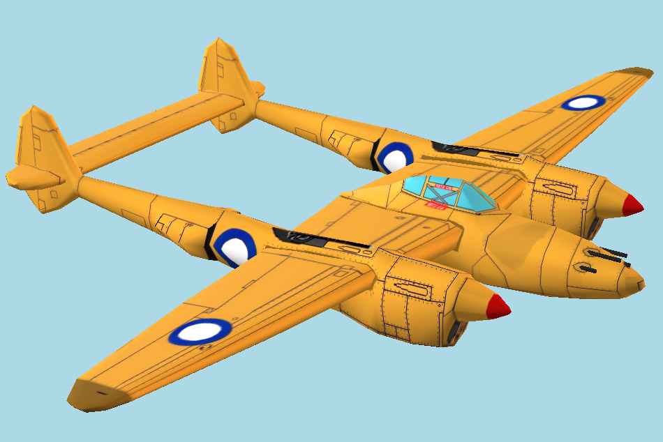 Lockheed P-38 Lightning Aircraft 3d model
