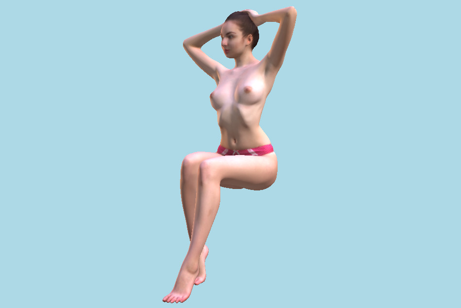 Topless Shower Girl Fix Hair 3d model