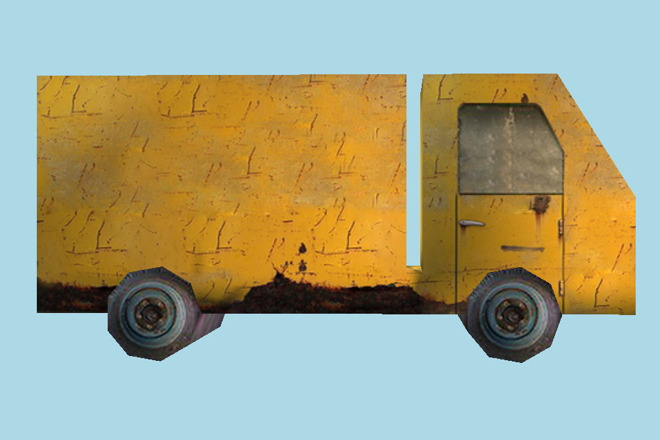 Yellow Truck Low-poly 3d model