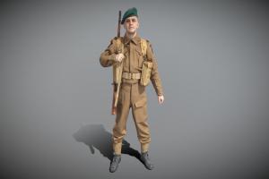 British commando character from World War 2 40 armor, assault, soldier, army, british, guard, sand, infantry, commando, combat, realistic, uniform, character, scan, 3dscan, man, military, 3dmodel, war, deep3dstudio