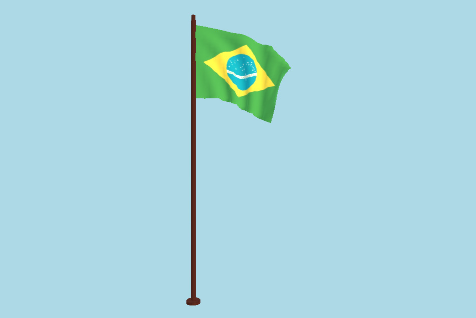 Brazil Flag Animated FBX Free Download 3d model