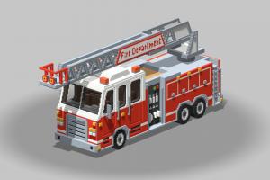 Voxel Fire Truck truck, fire, game-ready, low-poly-model, fire-truck, vehicle, lowpoly, voxel, magicavoxel