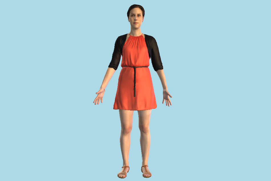 Woman in a Summer Dress 3d model