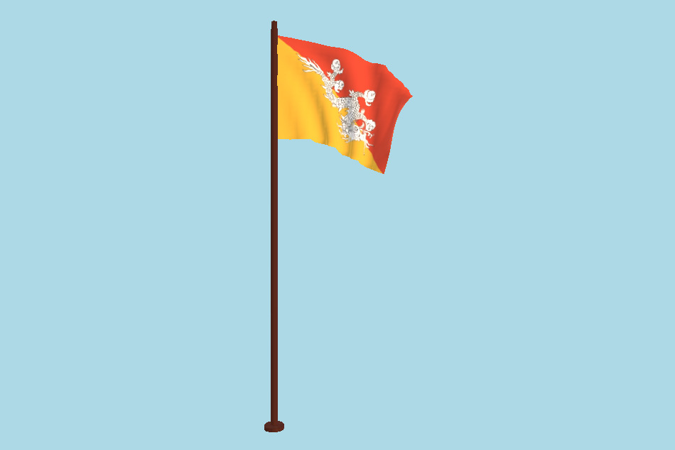 Bhutan Flag Animated FBX Free Download 3d model
