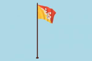 Bhutan Flag Animated flag, animated, fbx, free