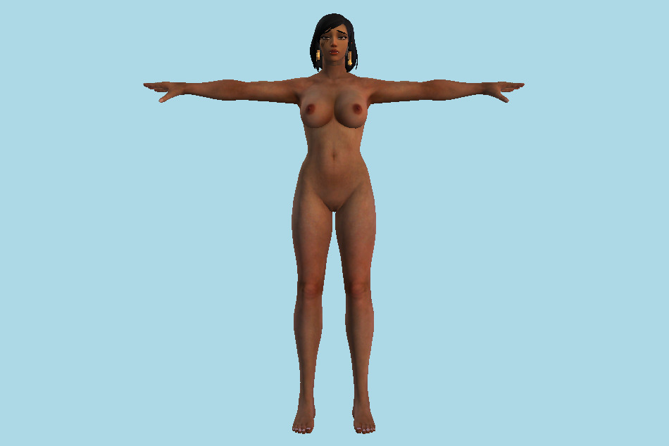 Pharah Girl Nude 3d model