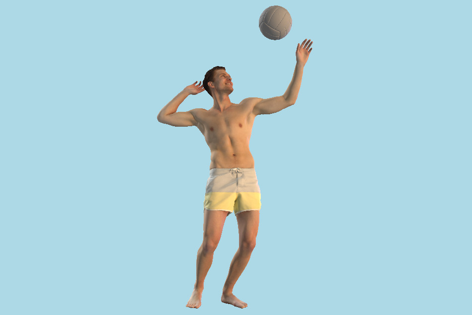 Beach Man Serving Volleyball Vince Playing 3d model