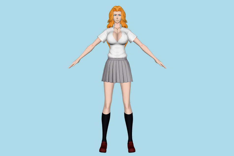 Bleach RoS - Rangiku Matsumoto (School Outfit) 3d model