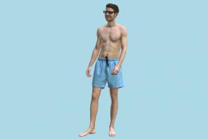 Beach Man scanned-models, beach, casual, man, male, people, human, character, shades, sun-glasses