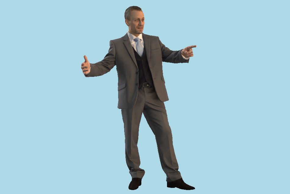 Middle Age Business Man Pointing 3d model