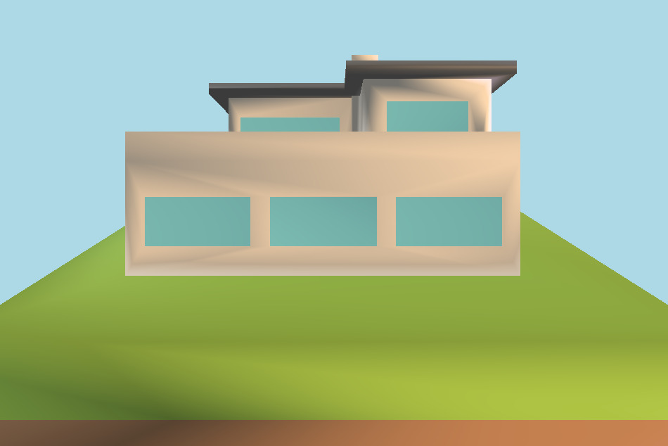 Suburb Asset House Hill Low-poly 3d model
