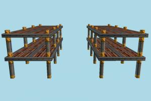 Rack table, shelf, rack, chair, wooden, stock