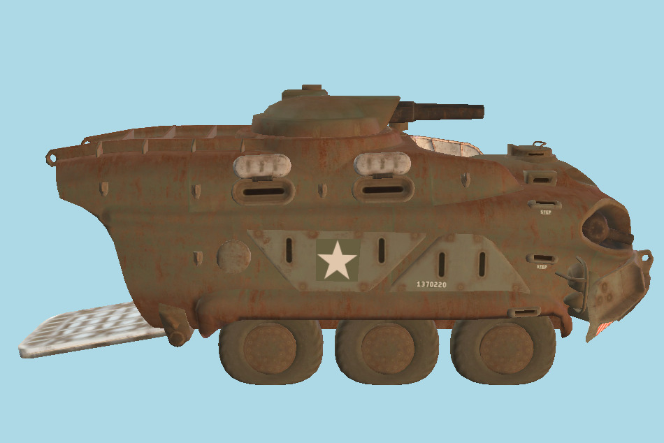 Fallout 4 APC Military Tank Open 3d model