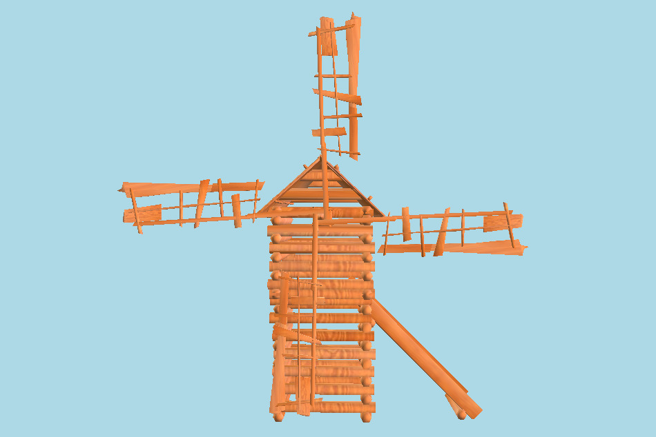 Wooden Windmill 3d model