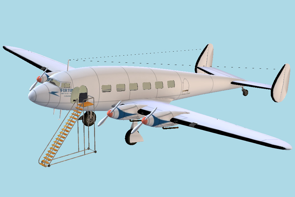 De Havilland DH 91 Airplane with Ladder 3d model