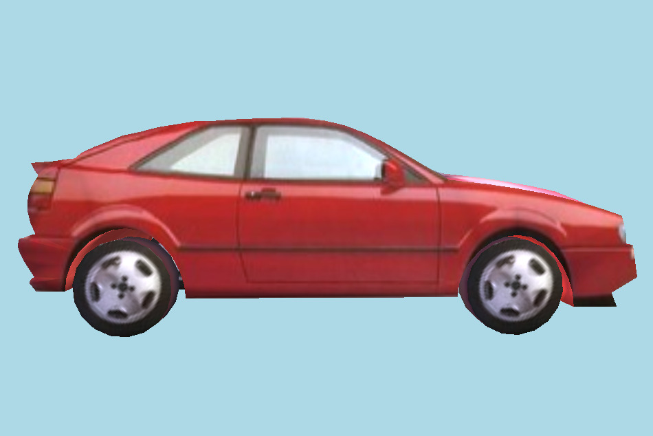 VW Corradon Car Red Low-poly 3d model