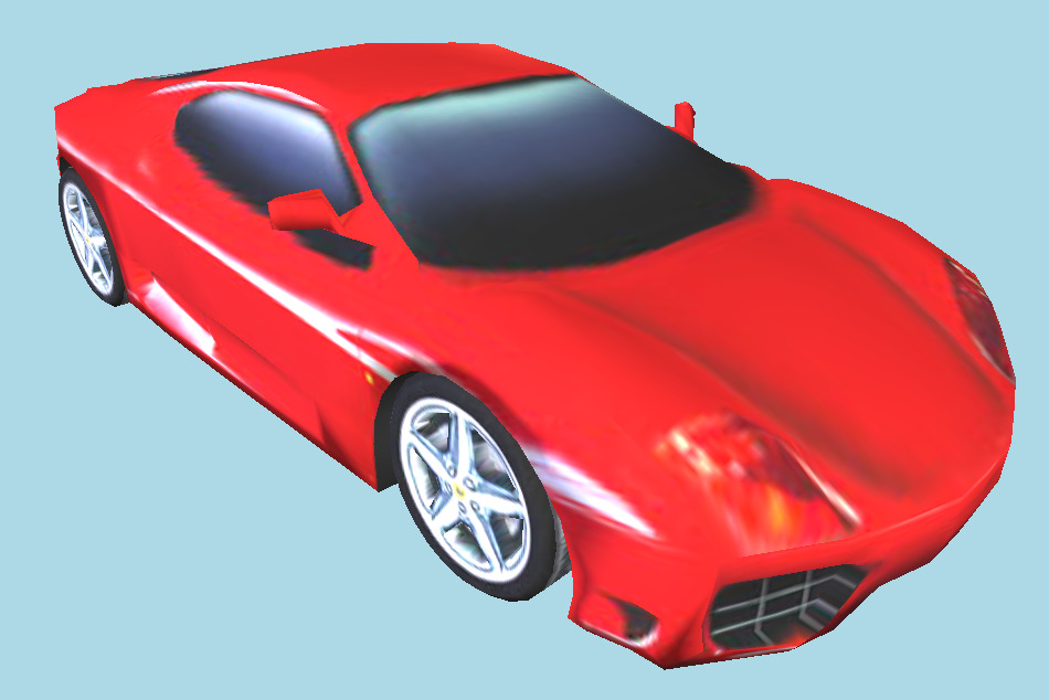 Low-poly Racing Cartoon Red Car 3d model