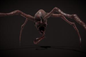 Dead Head blood, spider, bloody, thing, scary, head, gamereadyasset, character, lowpoly, creature, animation, monster, human, rigged, horror, gameready