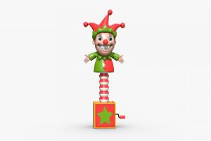 Clown in a Box green, red, clown, white, cap, circus, fun, good, teeth, nose, box, smile, laugh, cartoon, man