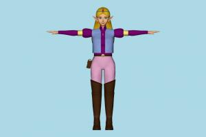 Zelda_CartoonZelda_cartoon uploaded, animated, rigged, rig, model