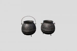 Cauldron pot, obj, pan, 4k, handle, fbx, metal, png, alchemy, burnt, metashape, blender, cauldron, witch, cycles, container