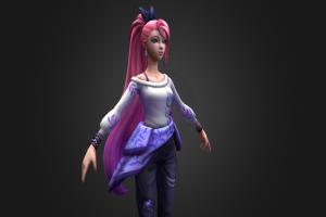 Seraphine 3dart, charcter, animegirl, gilding, seraphine, 3d, female, free, gameready