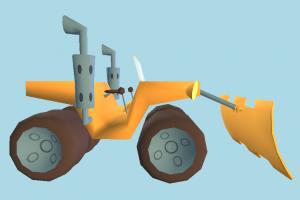 Tractor Cartoon Cel Damage, tractor, digger, construction, car, toon, vehicle, truck, carriage