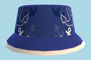 Hat hat, headdress, clothes, wears, anchor, maritime, lowpoly
