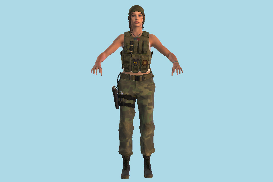 Resident Evil Remake Claire Military Girl 3d model