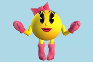 Ms Pac Man pac-man, pac, female, character, cartoon, toony, toons