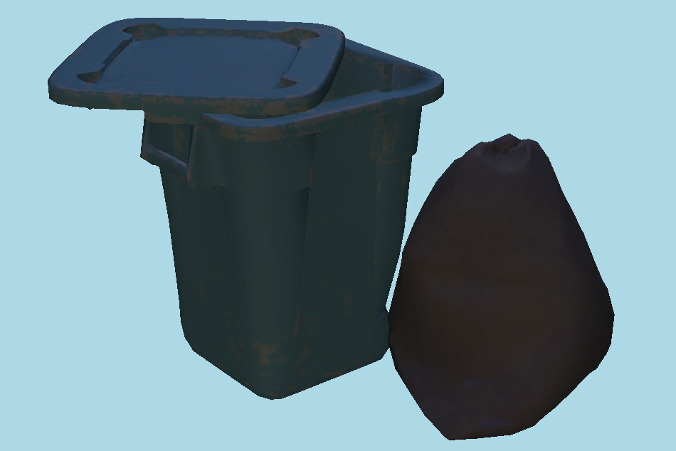 Trash Bag and Container 3d model
