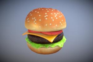 Cartoon Cheeseburger burger, food, trash, snack, bread, hamburger, tomato, lettuce, cheese, cheddar, salad, snacks, junkfood, snackfood, ketchchup, fasfood, cartoon