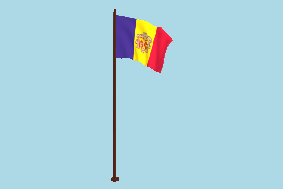 Andorra Flag Animated FBX Free Download 3d model