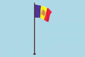 Andorra Flag Animated flag, animated, fbx, free