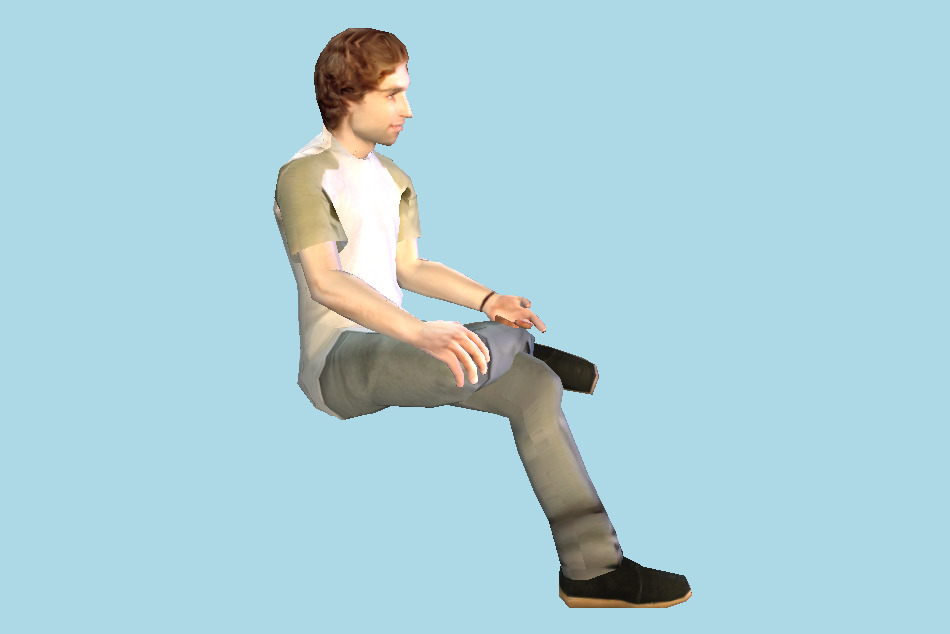 Young Man Sitting and Talk 3d model