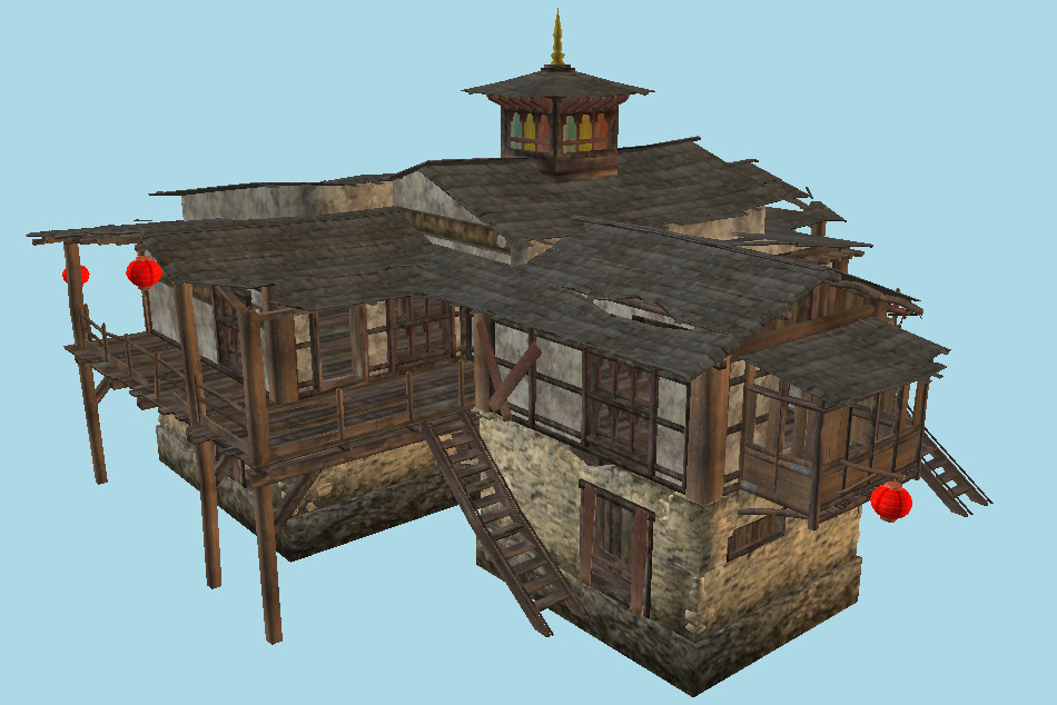 Tibet Damaged House 3d model