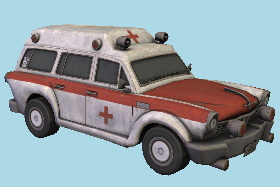 Old Ambulance Car 3d model