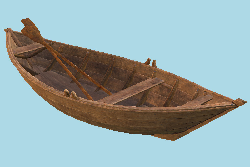 Dutch Rowing Wooden Boat 3d model