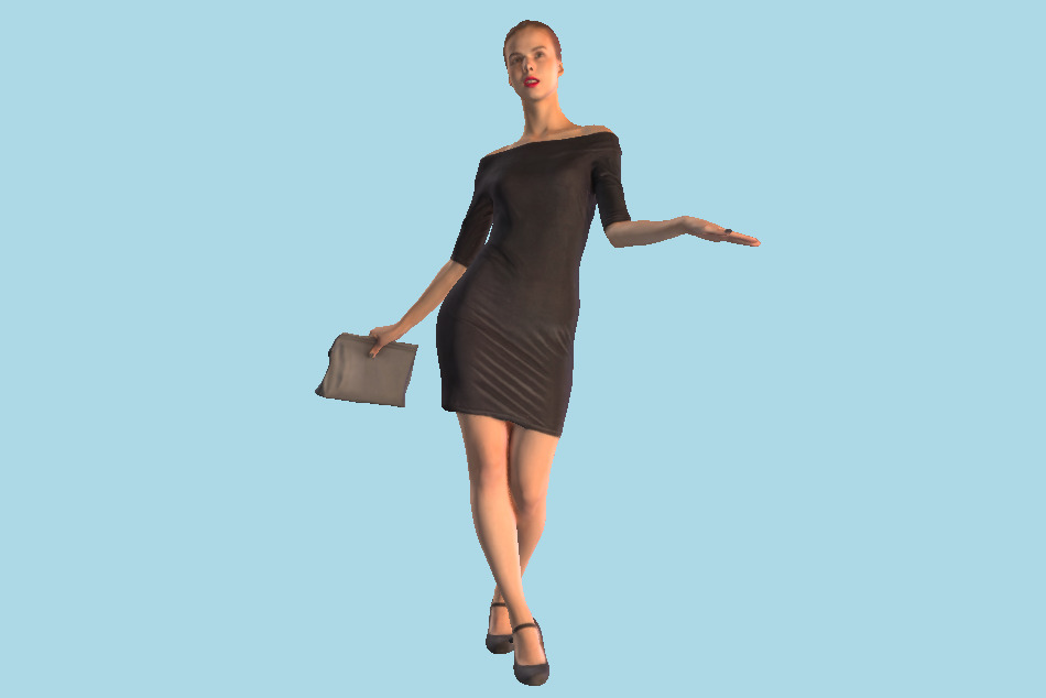 Elegant Lady Shopping with a Clutch Bag 3d model