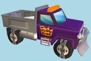 Simpsons Truck Simpsons, vehicle, car, truck, cartoon, low-poly