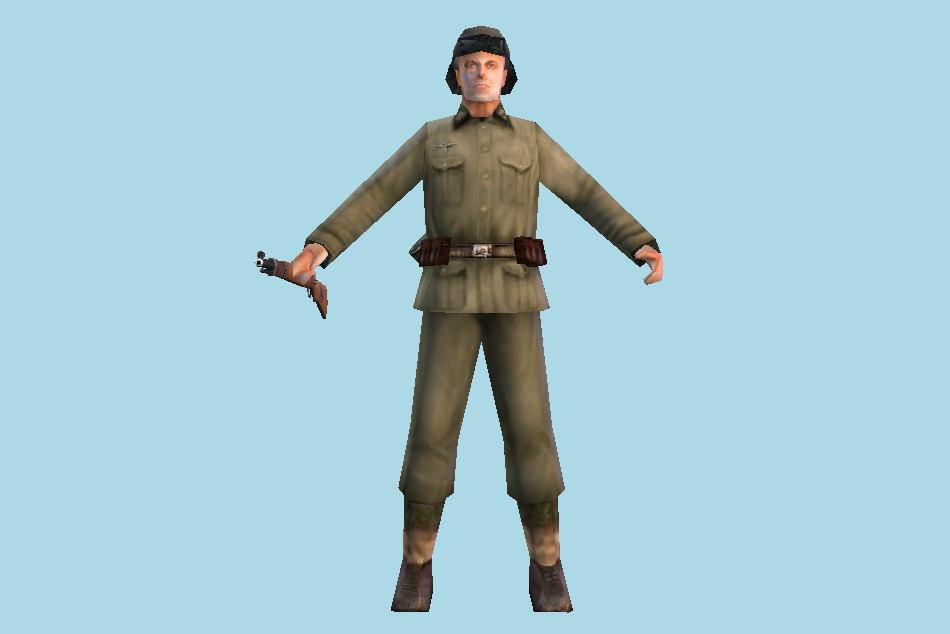 WW2 German Soldier with Weapon 3d model