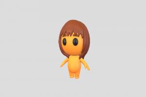 Character080 Little Girl short, hair, toon, little, people, stick, mascot, women, yellow, character, girl, cartoon, female, simple, lady