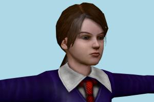 Alessa Silent-Hill, girl, female, woman, people, human, xna, characters, rigged